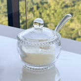 Açucareiro Cristal com Colher Bolinha Pearl - 10 cm - Ela Decora